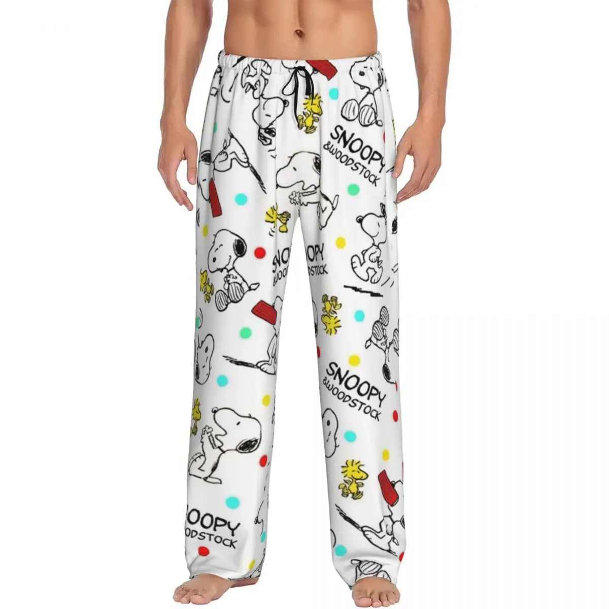 

Men Manga Snoopy Woodstock Cartoon Dog Pajama Pants Custom Print Sleep Sleepwear Bottoms with Pockets