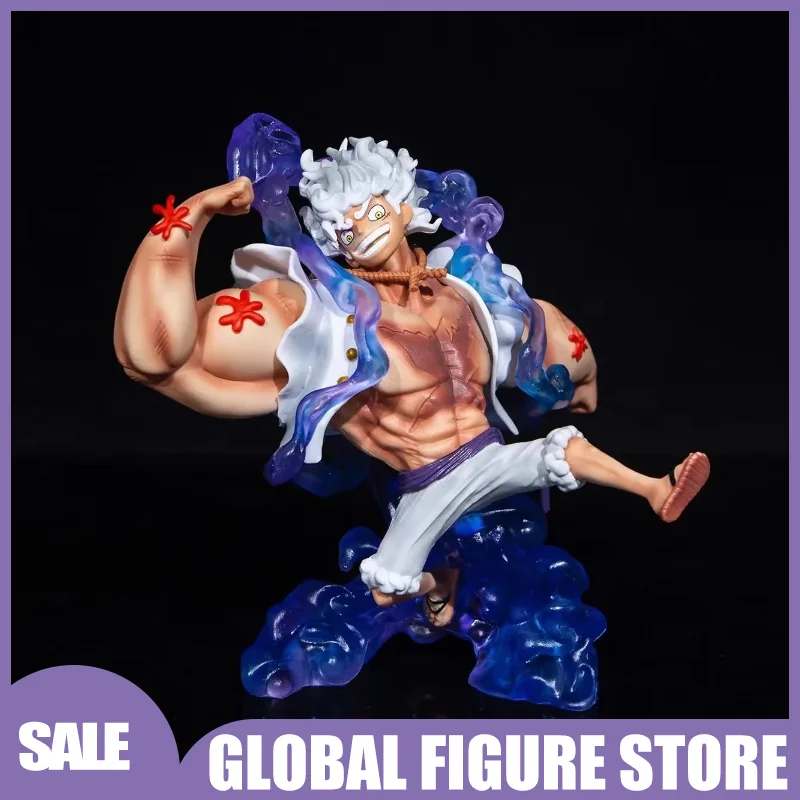 

19cm One Piece GK Figure Muscular Nika Luffy Gear 5 Sun God Statue Anime Collectible Model Resin Desktop DecorationMen Gift