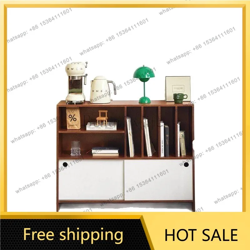 LS medieval solid wood dining side magazine cabinet integrated against the wall living room storage sofa storage small cabinet