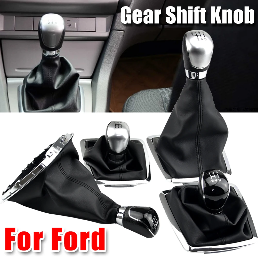 Silver Black Gear Shift Knob 5 Gear 6 Speed Manual For Ford Focus 2 MK2 FL C-MAX 2006-2011 MK3 MK4 MK7 Galaxy