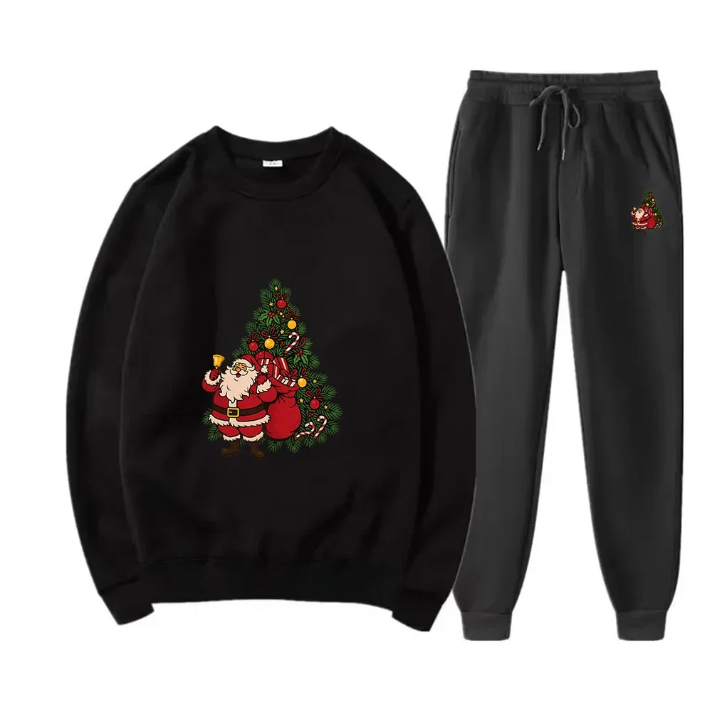 

Men's Sports Fashion Casual Winter Printed Round Neck Sweatshirt Trousers Set