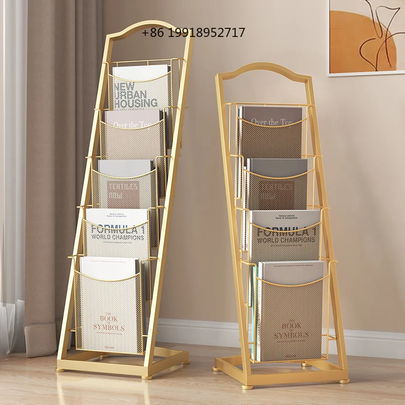 Office Iron Magazine Rack Industrial Newspaper Holder and Book Display Stand for Living Room Modern Home Library Storage Shelf
