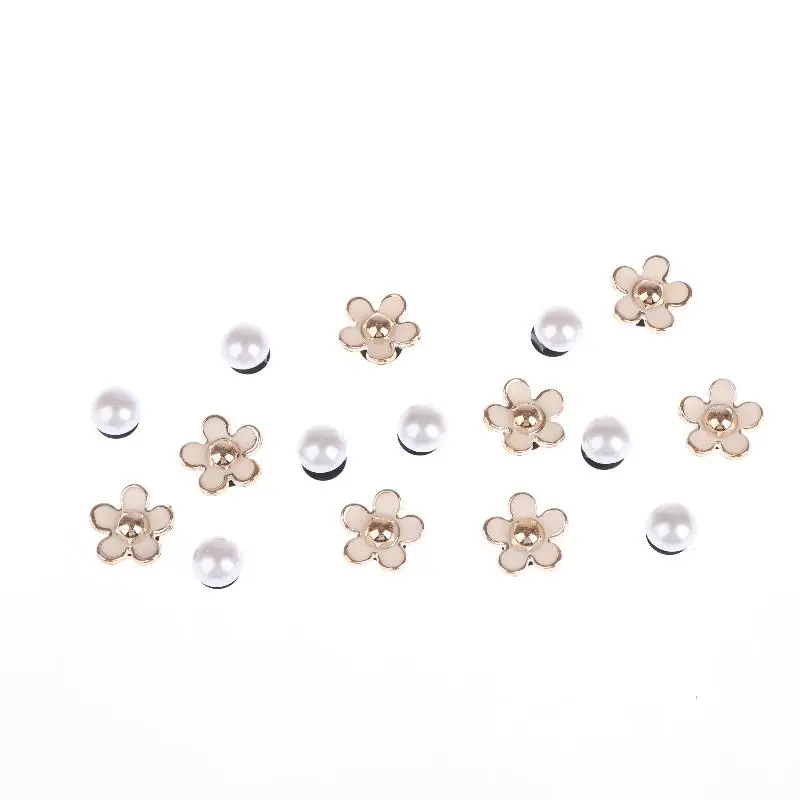 16-teiliges Set modischer Schuh-Charms, Zubehör für Lochschuhe, sommerliche, niedliche Perlen-Gänseblümchen, 3D-Schuhdekorationen – Detail 12