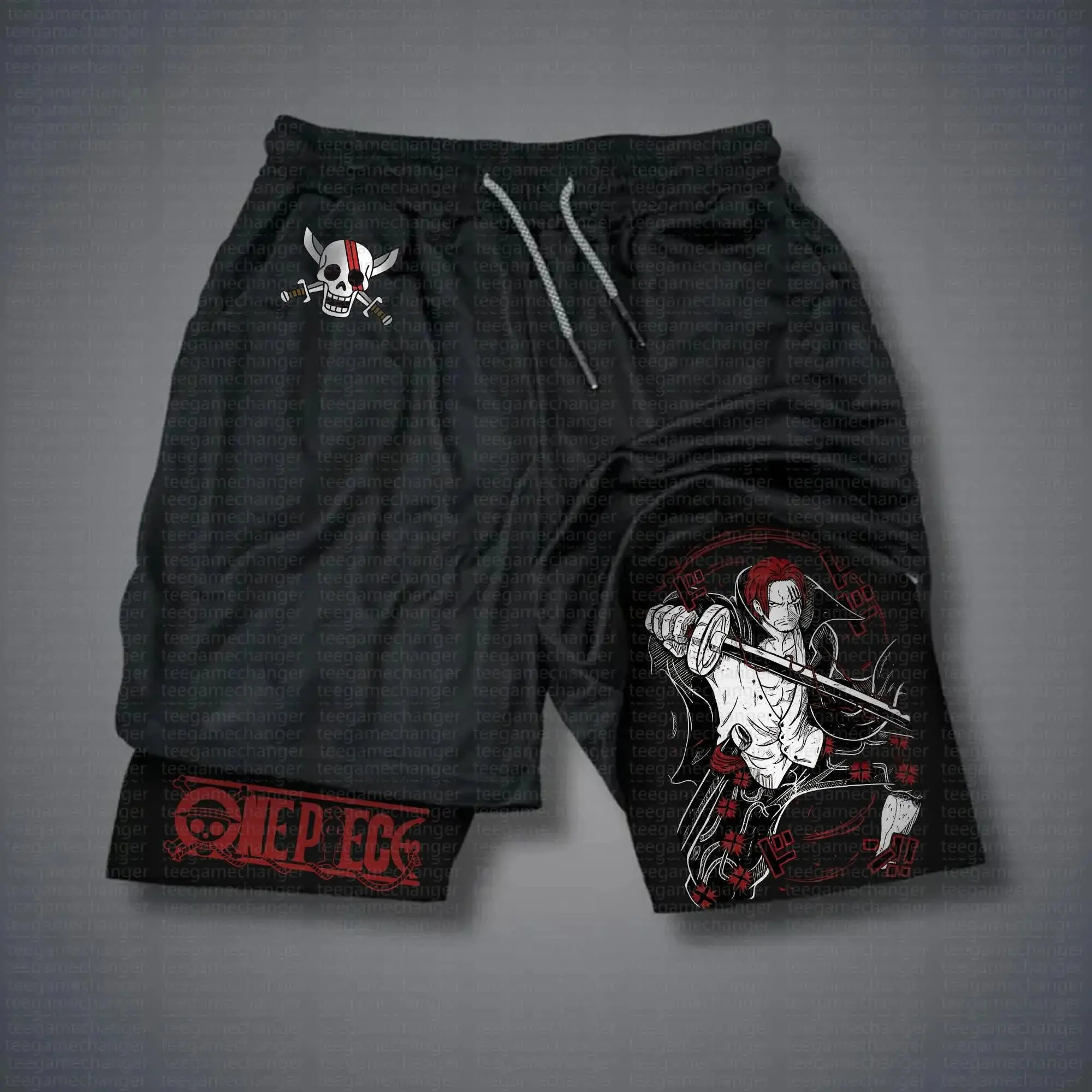 2026 ONE PIECE Classic Anime Luffy Peripheral Printed Double-layer Shorts American Summer Men's Loose Sports Breathable Shorts