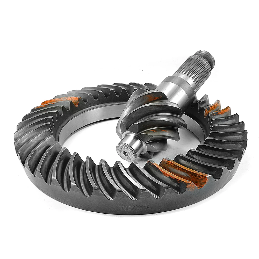 Hete verkoop hoge precisie rechte spiraalvormige kroonwiel en kegeltandwiel vrachtwagen koolstofstaal differentiële ring en rondsels