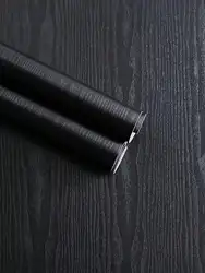 Pvc Black Wood Grain Self-adhesive Waterproof Wallpaper Vintage Furniture Cabinet Table Chair Room Background Wall Sticker