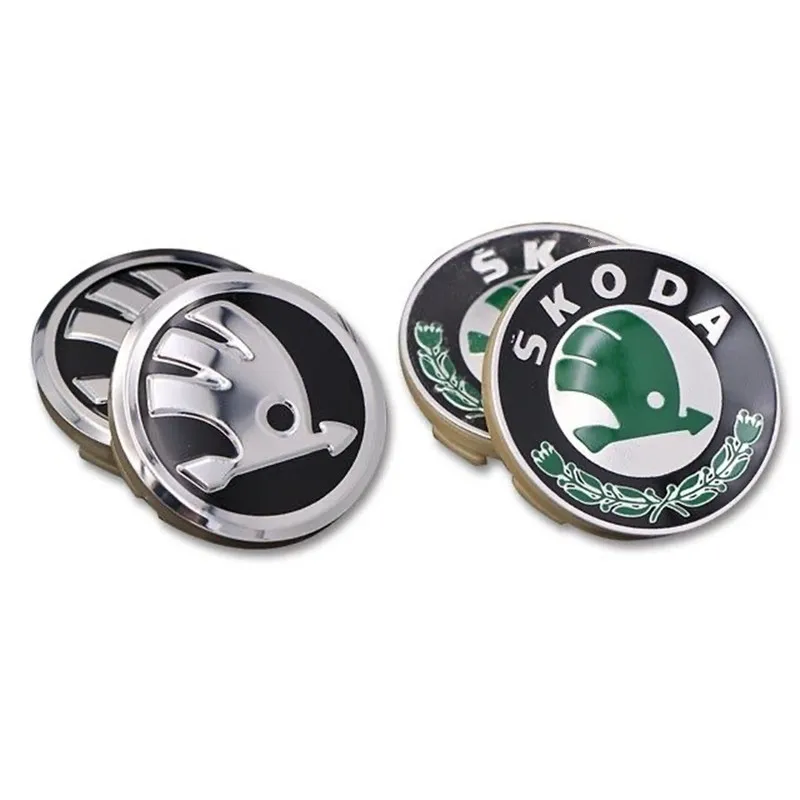 100pcs 3D 56mm 60mm 65mm badge For Skoda Car emblem Wheel hub Center Cap Badge covers sticker Decals Styling accessories