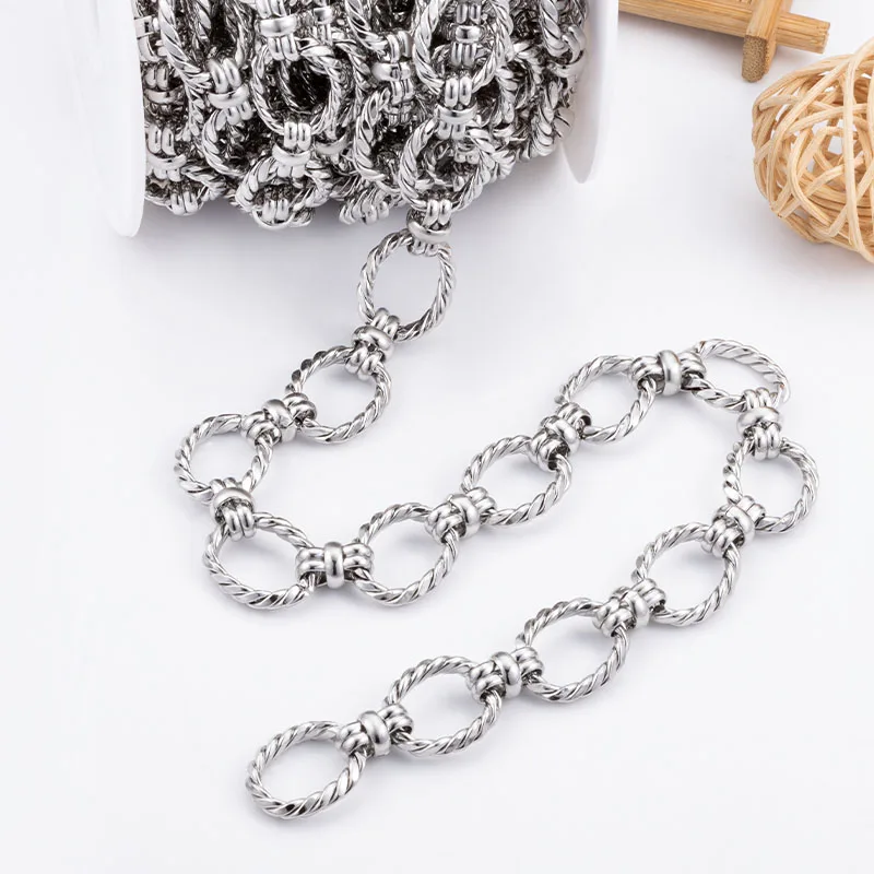 

1-метровая женская и мужская овальная цепочка ручной работы из нержавеющей стали, ожерелье, браслет, высокое качество, изготовление ювелирных изделий, модные аксессуары