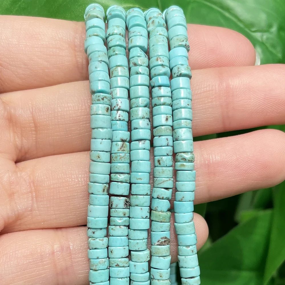 

4*2mm Natural Turquoises Stone Bead Blue Rondelle Loose Spacer Beads for Jewelry DIY Making Bracelets Necklace Accessories 15''