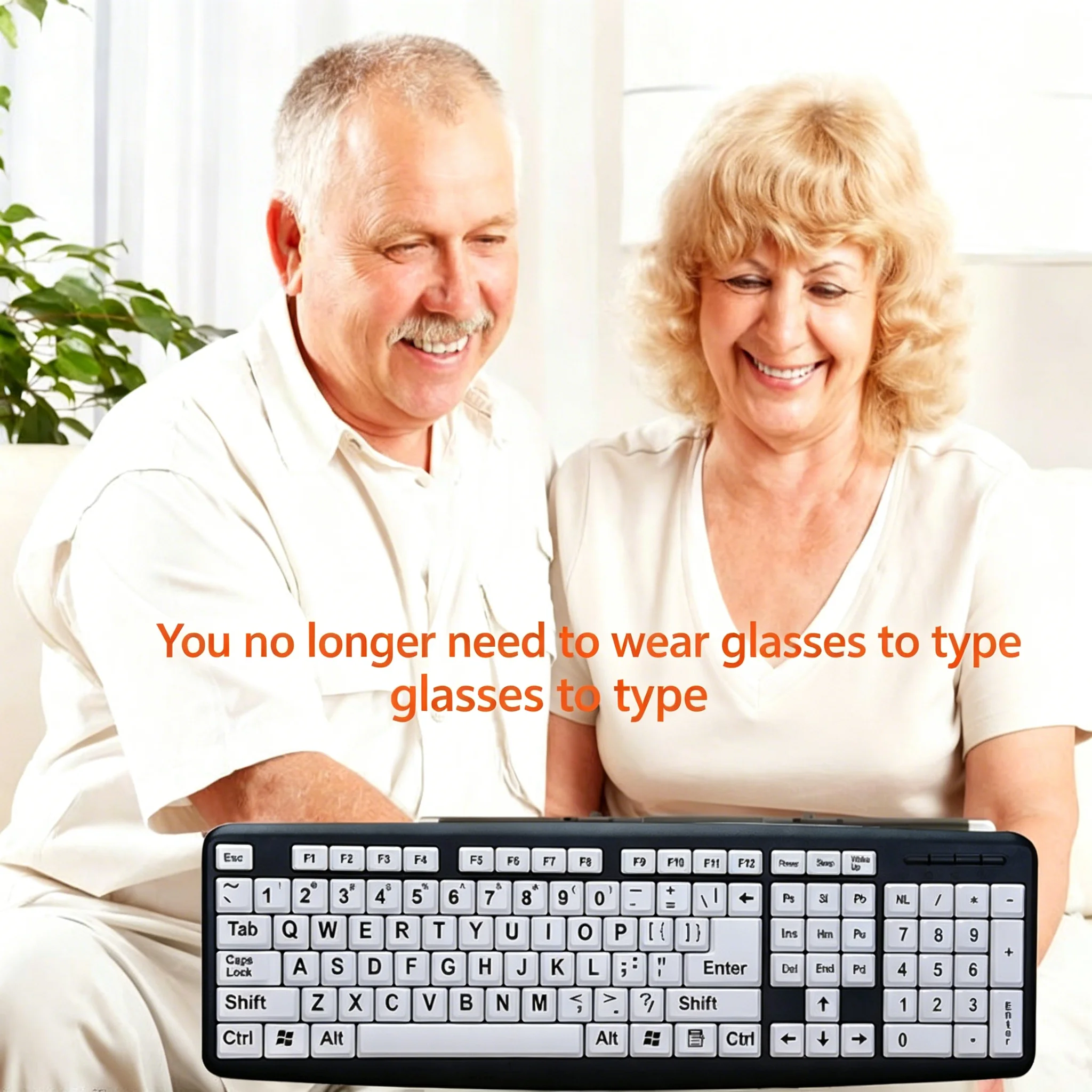 

USB Wired Elderly Keyboard Large Print Bold Font 104 Keys Plug-and-Play Waterproof Dustproof for Seniors Low Vision Home Office