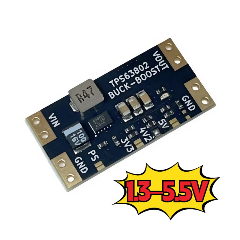 وحدة طاقة باك بوست TPS63802 مع تموج منخفض وأداء مستقر، إصدارات إخراج 3.3 فولت/4.2 فولت/5 فولت، مدخل 1.3–5.5 فولت