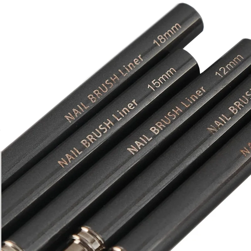 พู่กันเพ้นท์ลายเส้น ขนาด 6/9/12/15/18 มม. ด้ามจับสีดำ สำหรับงานศิลปะ วาดเส้น ลายเส้น ดอกไม้  ใช้กับเจลยูวีได้