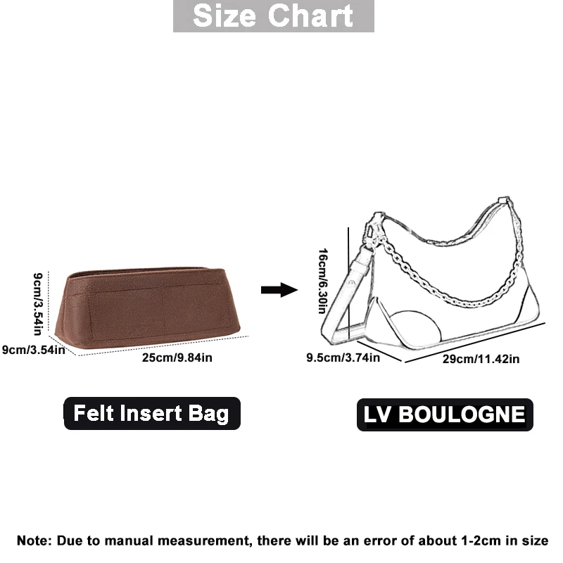 EverToner Felt Insert Storage Bags for LV Boulogne Handbag   Liner Bag Support Base Shaper