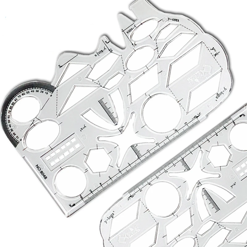 Multifunctional Geometric Ruler with Protractor Students Geometry Math Drawing Tool Universal Ruler School Office Supplies