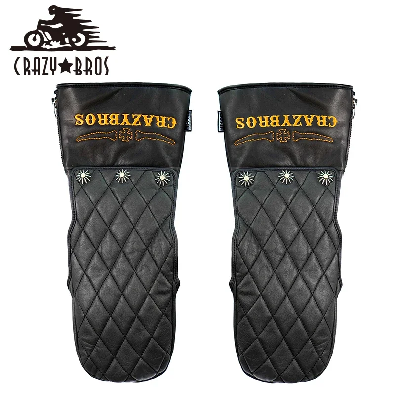 Winter Warm Motorcycle Gloves for Harley Leather Waterproof Driving Gloves Retro Motorcycle Extended Touch Screen Gloves Guantes