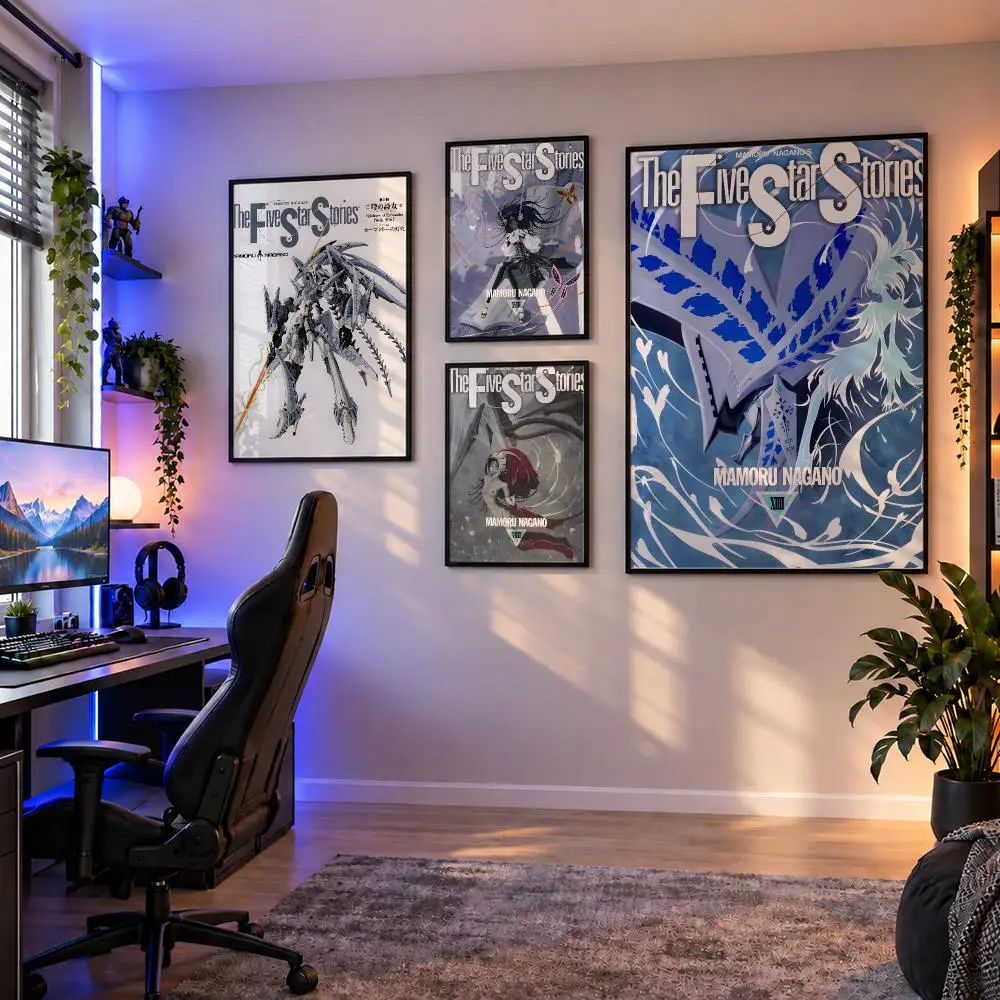 Manga The Five Star Stories Mecha Poster Wall Art PP Waterproof HD Self Adhesive Modern Home Decor Living Room Apartment Gift