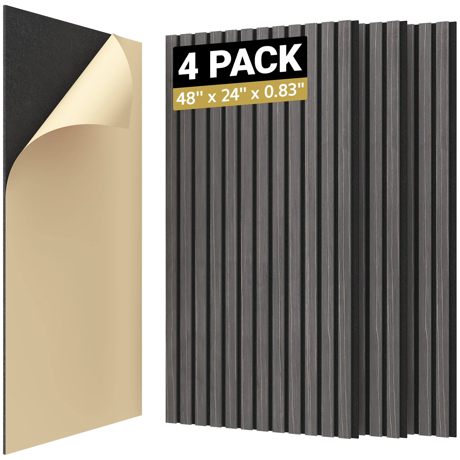 4 шт. деревянные планки, клейкие акустические панели для стены, декоративные 3D рифленые панели для звукопоглощения