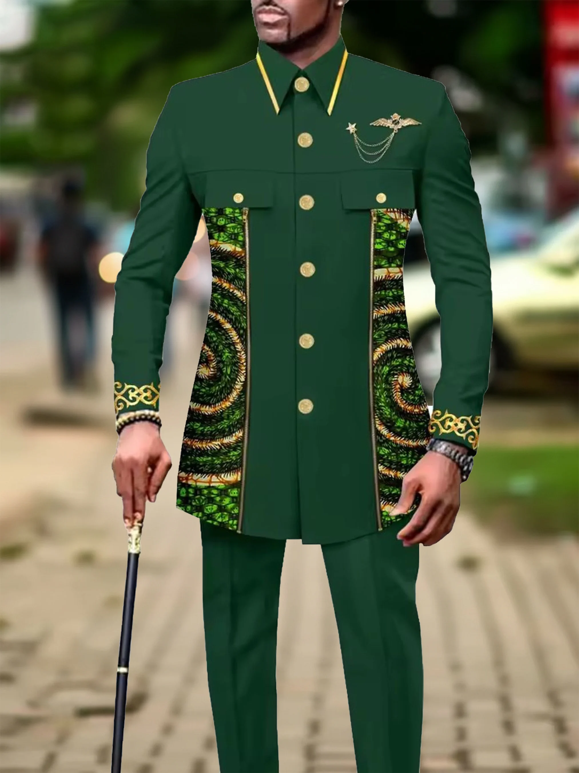 

Men's casual two-piece suit set with long sleeves