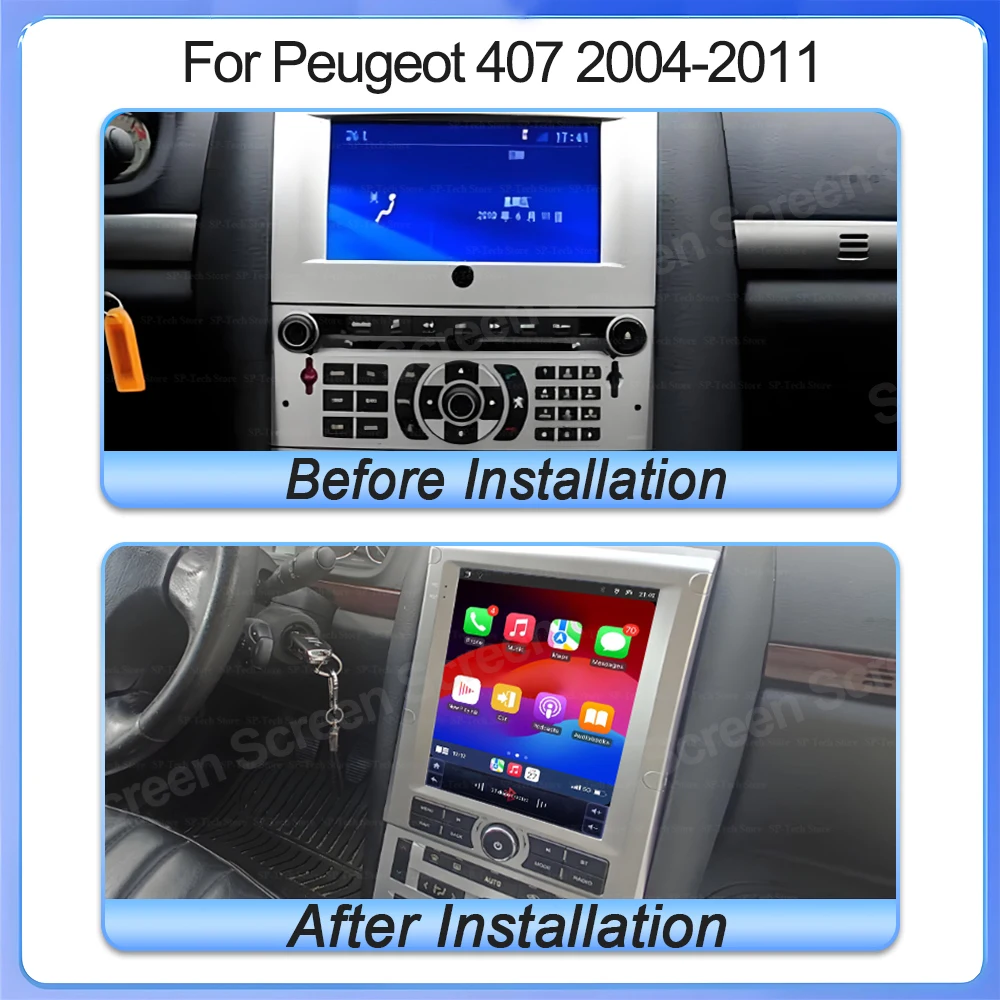 9.7 Inch For Peugeot 407 2004-2011 Car Radio 5G Wireless CarPlay Stereo Multimedia Player GPS Navigation Stereo CarPlay Auto RDS