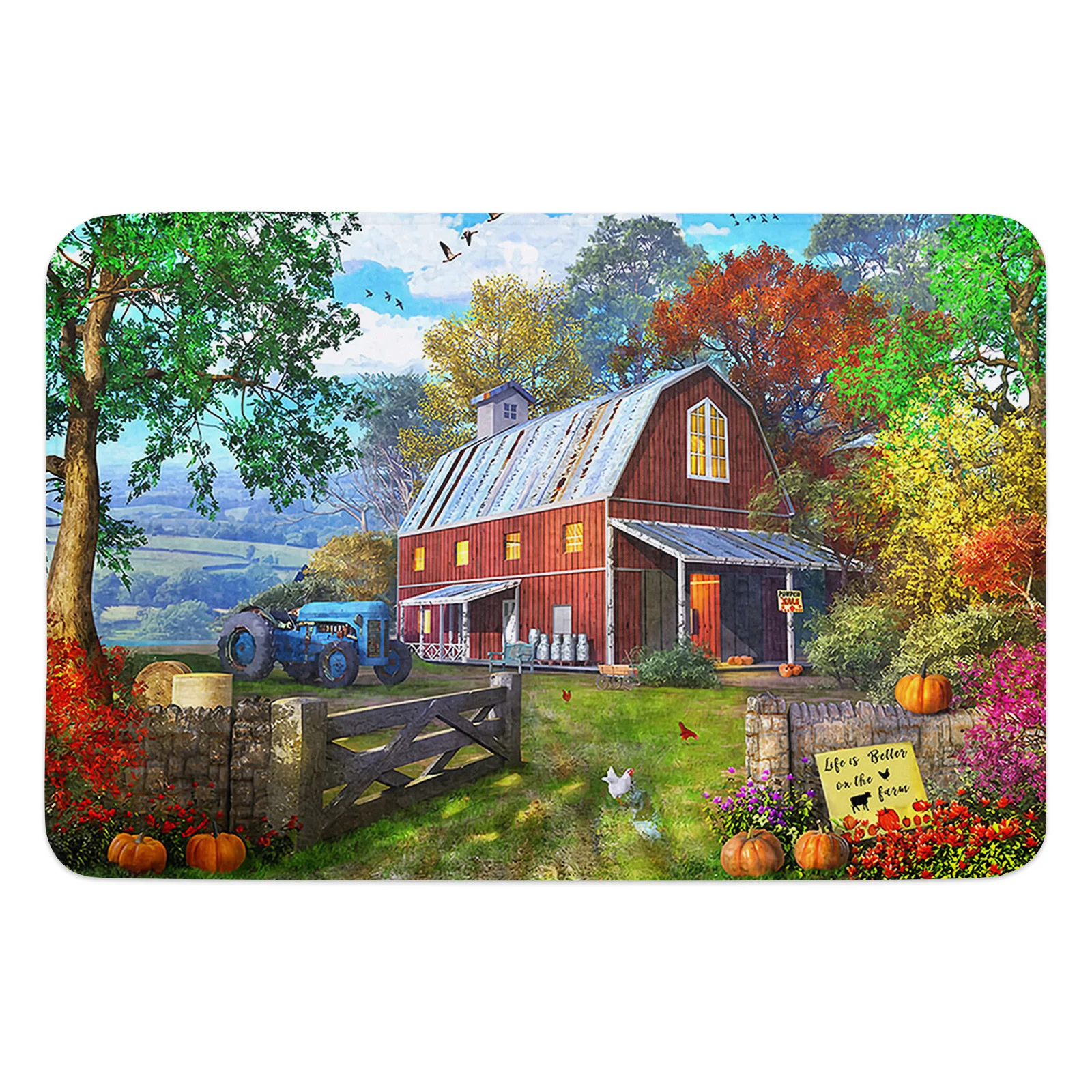 Farm Life Barn Retro Truck Rustic Home Doormat Decoration Flannel Soft Living Room Carpet Kitchen Balcony Rugs Bedroom Floor Mat