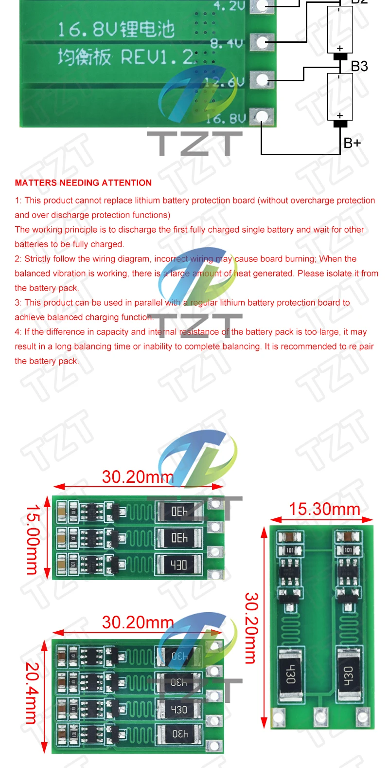 TZT 1/2/5PCS 2S 3S 4S Balance Board 8,4 V 12,6 V 16,8 V 18650 Polymer Li-Ion Lithium Batterie Balancer BMS 100mA Ausgewogene Strom – Detail 3