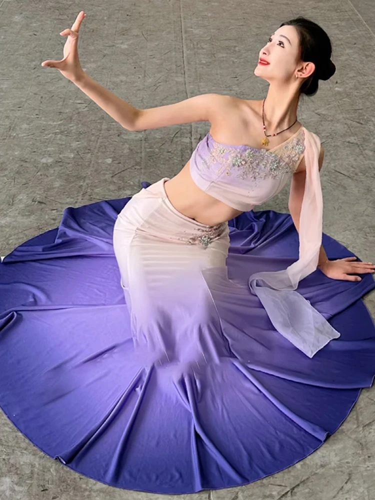 

Women's Tai Dance Costume Adult Practice Apparel Skirt Set f-length Performance Outfit Traditional Ethnic Stage Wear