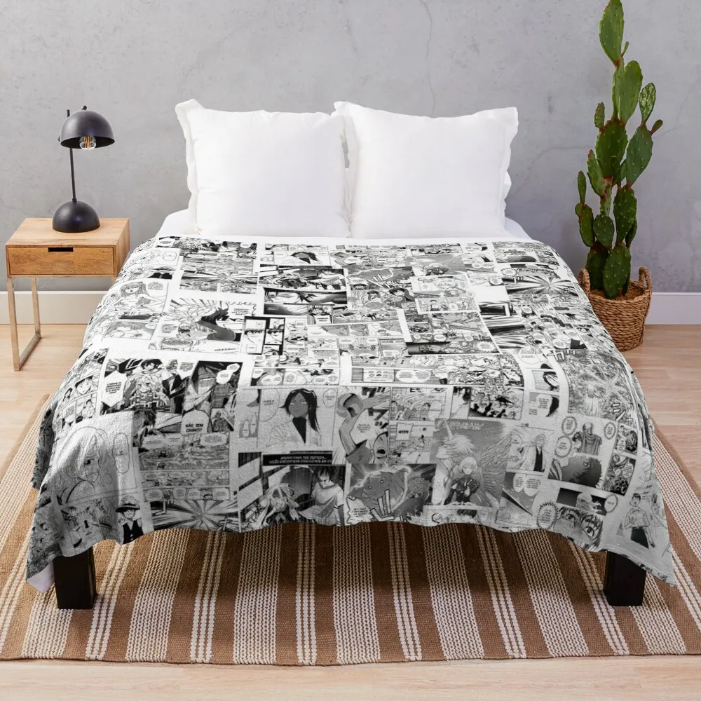 

manga panels collage Throw Blanket for sofa Beach Blankets For Baby Blankets