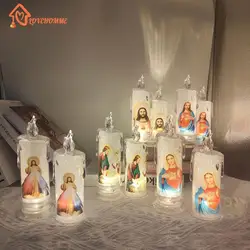 Jesus Virgin Christ lampa świeca romantyczna herbata światło elektroniczne bezpłomieniowe LED Deco