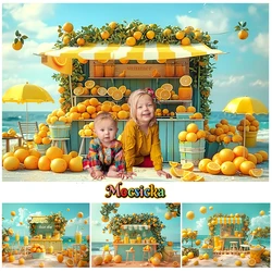 Mocsicka Photography Background Summer Beach Shop Orange Decor Kids Birthday Party Cake Smash Baby Shower Backdrop Photo Studio