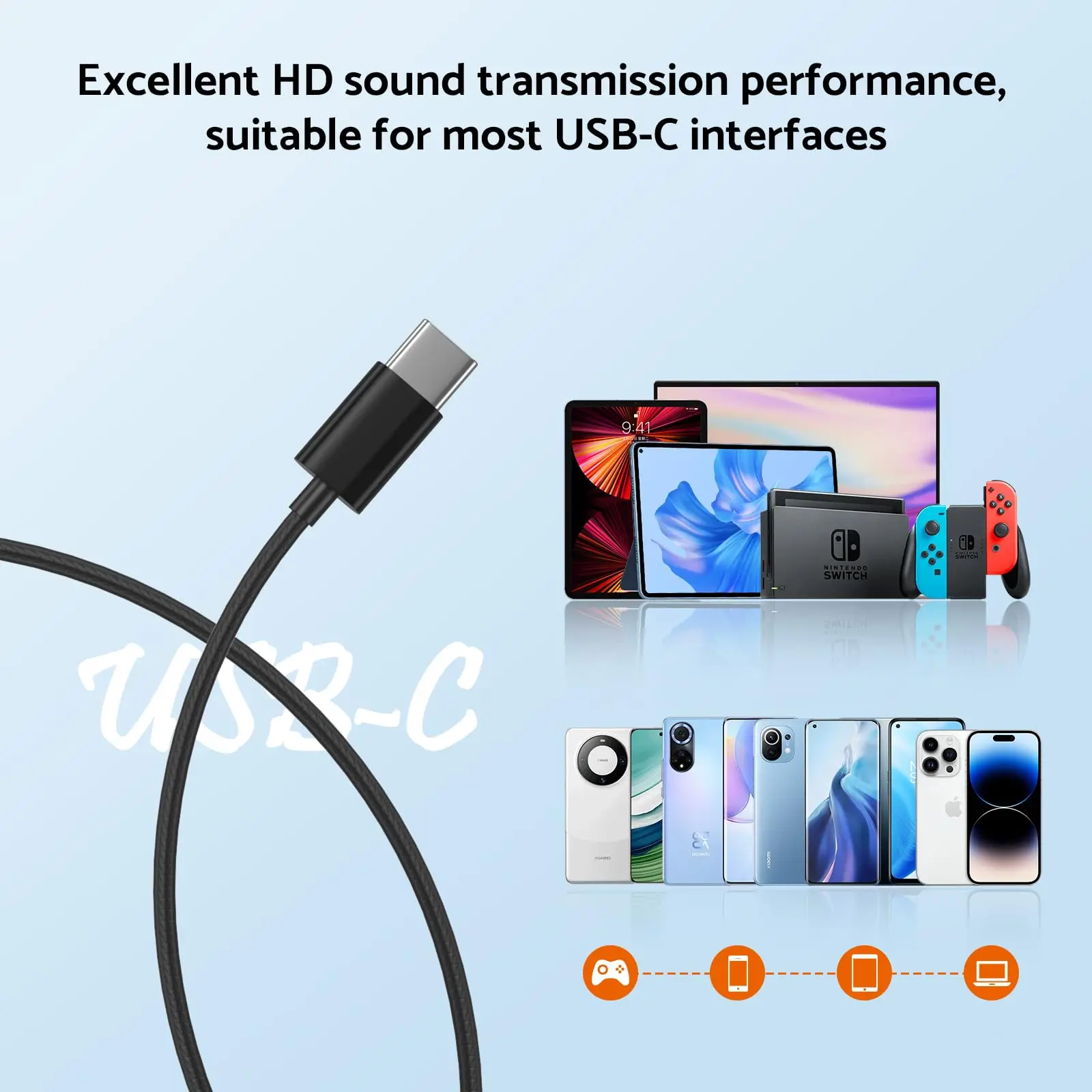 USB Type C Headphones HiFi Bass Stereo Volume Control Music 3.5mm Wired Earbuds With Mic For Galaxy S24 Ultra iPhone 15 Pro Max