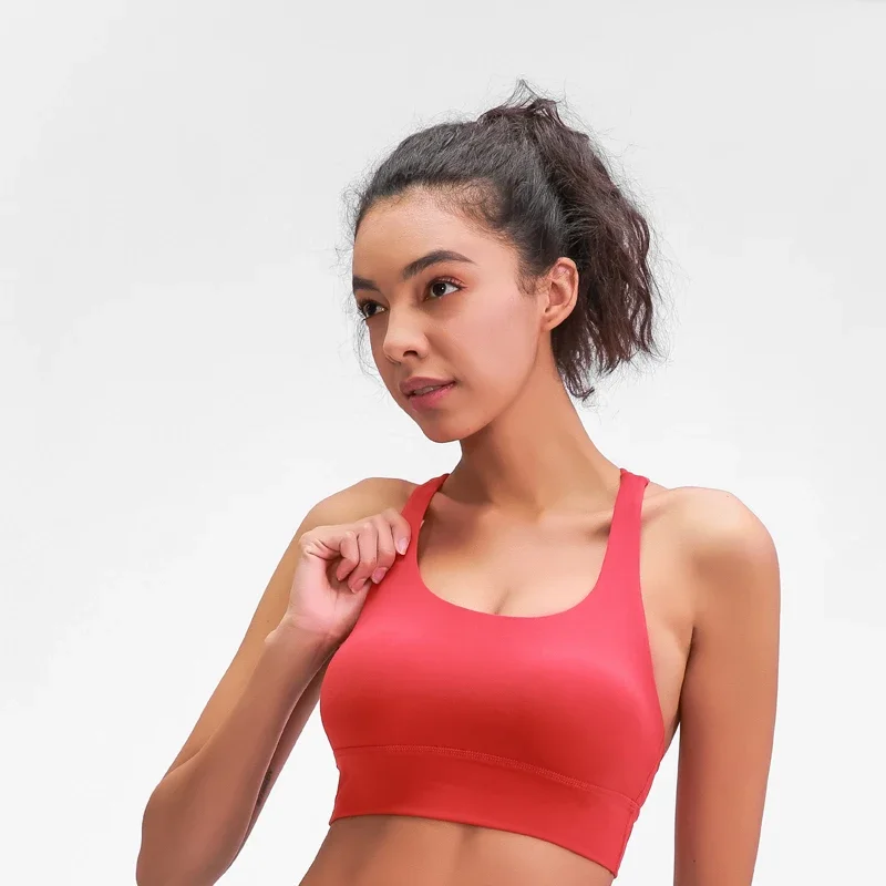 Nepoagym MAGIC XS To XL reggiseno sportivo Push Up supporto medio reggiseno sportivo Top materiale spazzolato reggiseni sportivi incrociati sul