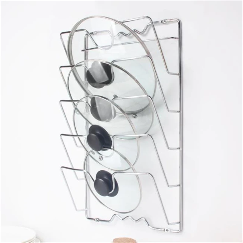 Kitchen Organizer Rack Wall Hanging Pot Cover Rack Five-Layer Pot Lid  Metal Rust-Free Multifunctional Rack Pot Lid Storage Rack