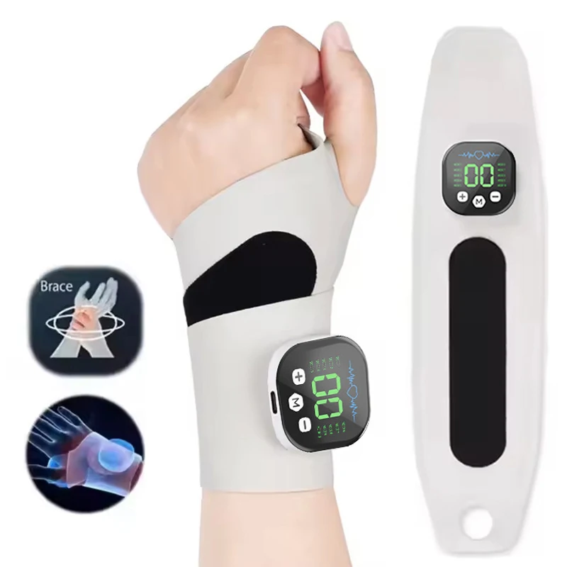 Masseur électrique de poignet et de main sans fil, 10 modes de Massage par Vibration, 29 niveaux de Massage des mains, attelle de poignet Rechargeable, enveloppe de protection