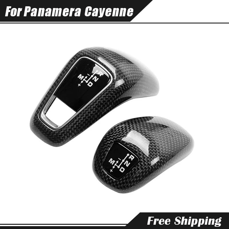 Real Carbon Fiber Car Gear Head Knob Gear Lever Cover For Porsche Cayenne Panamera 971 2018-2023 Interior Replacement Parts