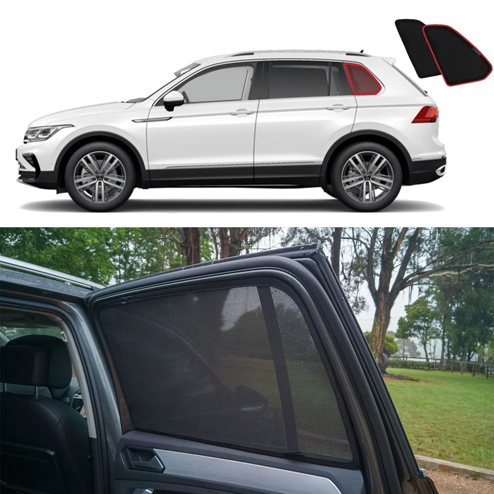 Für Volkswagen VW Tiguan AD 2016-2024 Magnetischer Auto-Sonnenschutz Frontscheiben-Vorhang Hintere Seitenfenster Baby-Sonnenschutz Netz Sonnenschutzblende