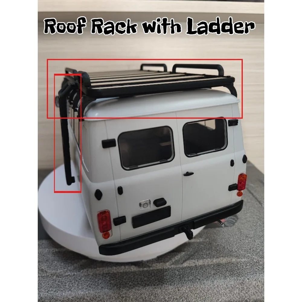 Roof Carrier with Ladder PLA 3D Printed for WPL C104 1/12 Scale custom size RC Crawler Roof Rack Non Destructive Mount Accessory