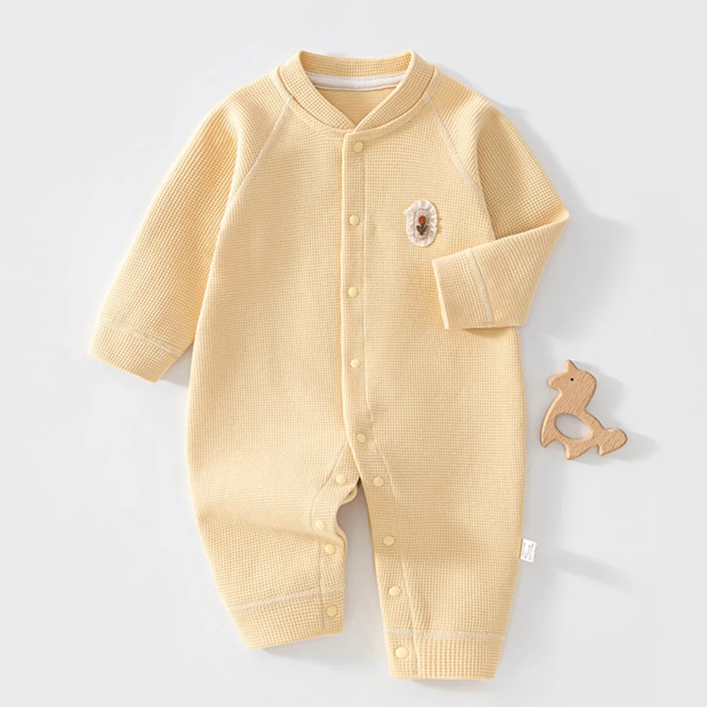 Baby Boy Jumpsuit Long Sleeve Solid Color Spring Autumn Winter Newborn Girls Clothes Comfortable Unisex Infant Rompers