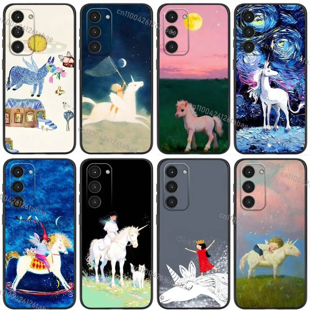 Cute cartoon horse Phone Case For Samsung Galaxy A20,21s,22,31,32,52,53,72,73,80,91 Soft Liquid Silicone Black Cover