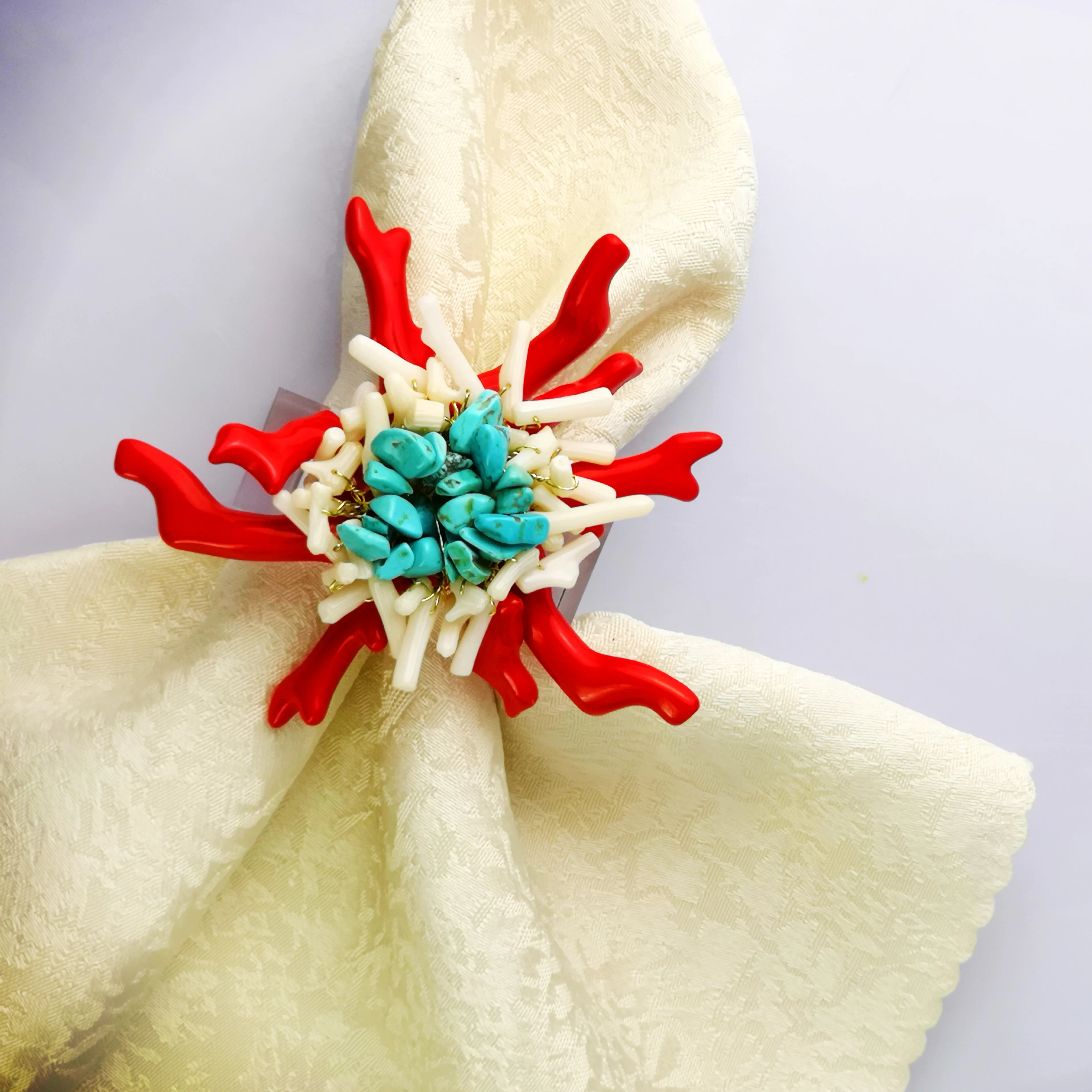 Free Shipping New Design Coral Flower Napkin Ring Wedding Holiday Decoration ,Wholesale holder 4pcs