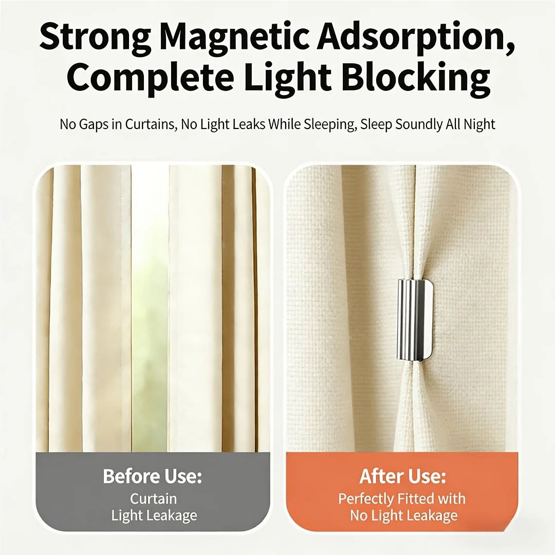 2/4Pairs Strong Magnetic Curtain Clips,for Prevent Light Leaking Keep Curtain Closed for Home Bedroom Office Curtain Draperies