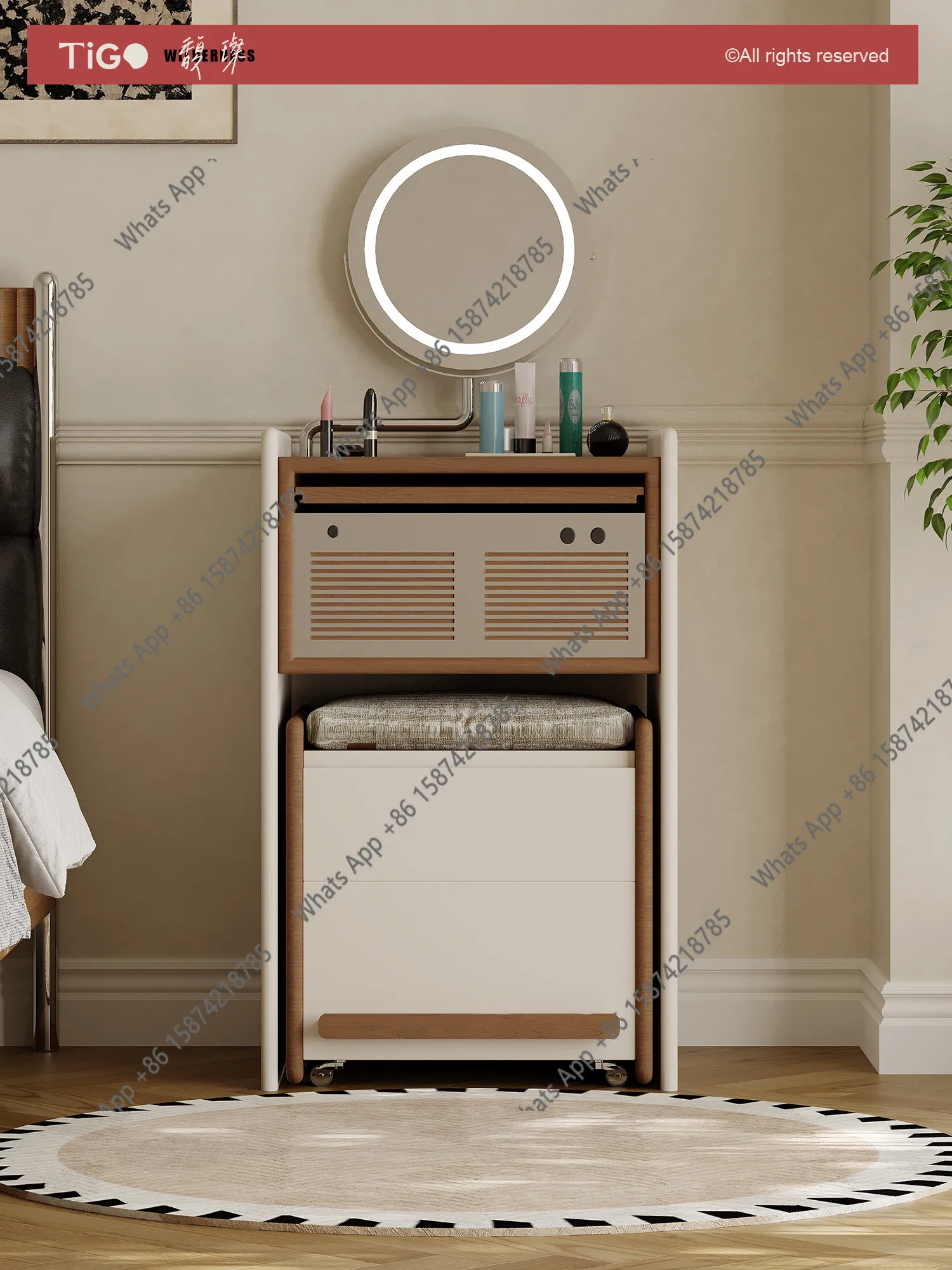 

Ретро-комод из массива дерева с вишневым покрытием, интегрированный туалетный столик, для небольшой квартиры, в средневековом стиле, простой прикроватный столик для спальни