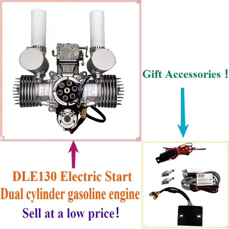 DLE130 Engine Model Toy Electric Starter Generator Version  Double Cylinder Drone Aircraft