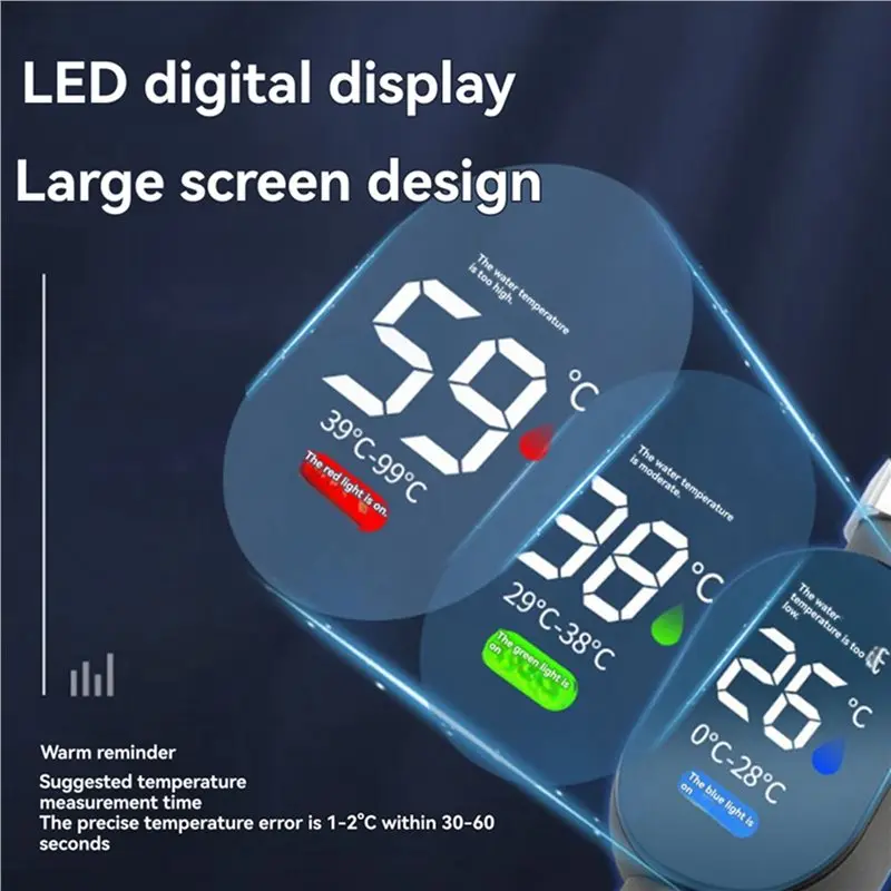 【LIMITED EDITION】4X Shower Temperature Meter Led Digital Display Temperature Meter Instant-Read Temperature Meter Bath Thermosta