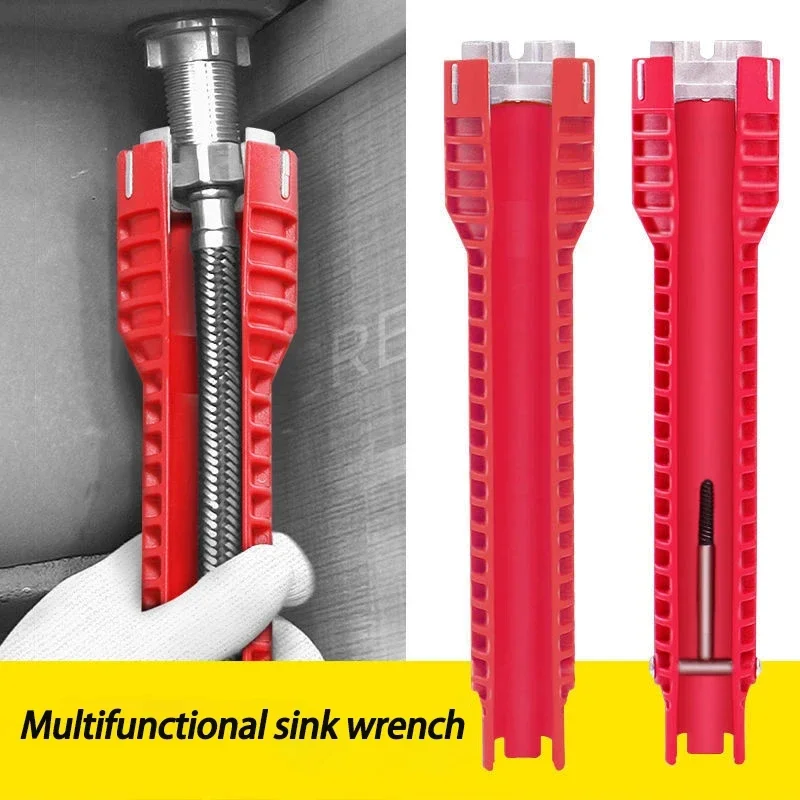 5/8-in-1 Multifunctional Sink Wrench Faucet Installation Removal Tool for Kitchen Bathroom Basin Plumbing Repair Tight Spaces