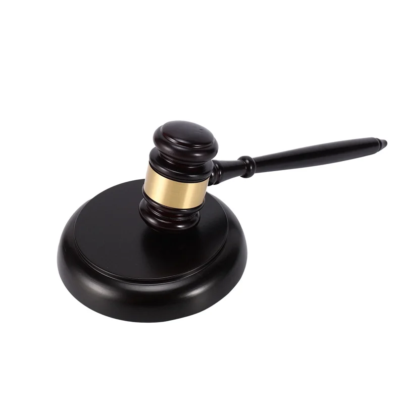 ABNP Martillo de subasta de mazo de juez de madera con bloque de sonido para trabajo hecho a mano de subasta de juez de abogado