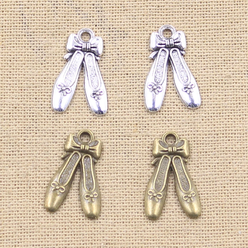 20pcs Charms Ballet Shoes Slippers 20x13mm Antique Making Pendant fit,Vintage Tibetan Bronze Silver color,DIY Handmade Jewelry