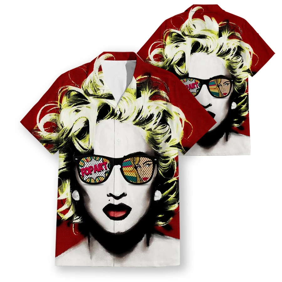 

Phechion Hawaiian Short Sleeve Men's Shirt Sexy Goddess Madonna 3D Printed Casual Shirts Fashion Men Tops W22