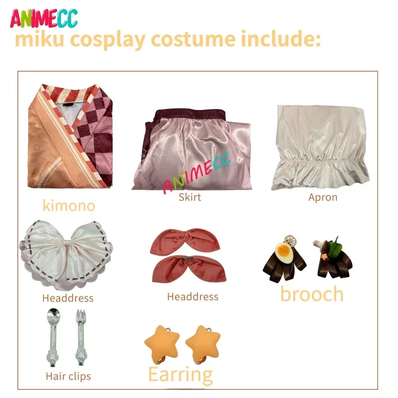 ANIMECC 2024 Snow Miku Cosplay Costume Wig Kawaiil Kimono Outfit Halloween Party Christmas Outfits for Women Girls Full Set