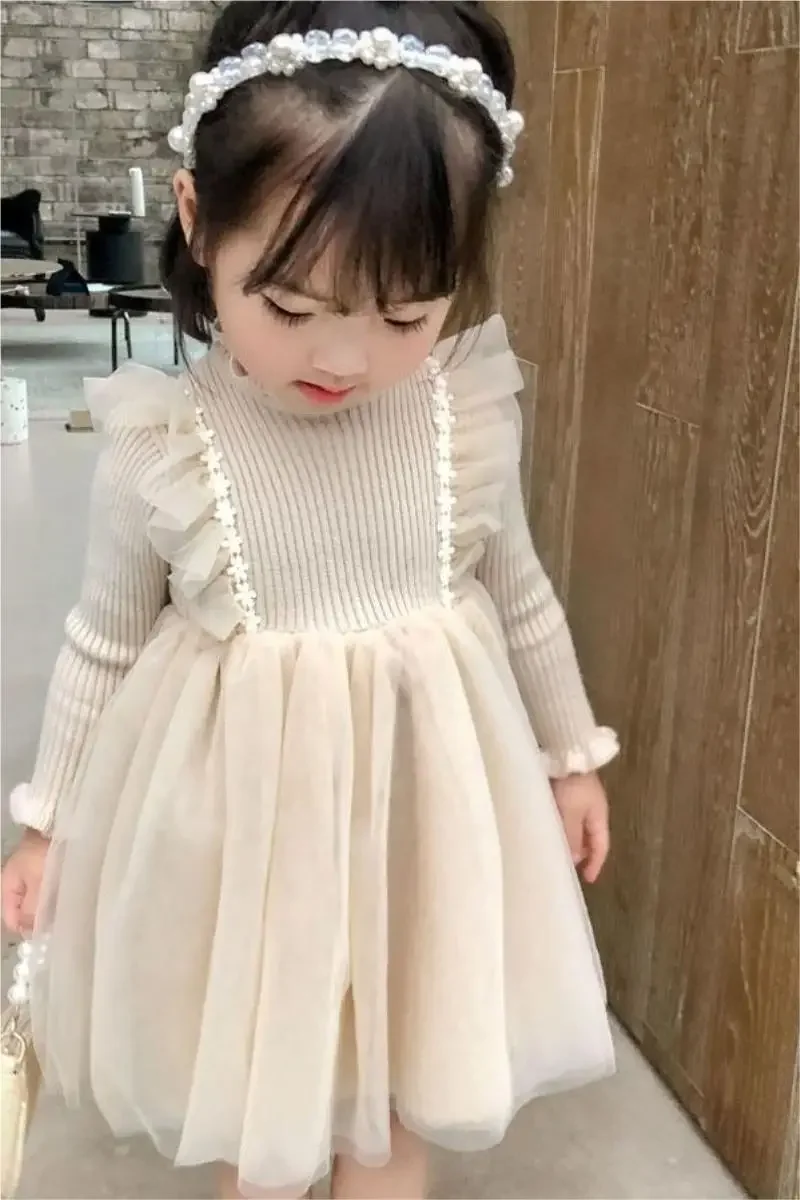 Girls Autumn Sweater Dress 2023 New Style Knitted Skirt Children Baby Long-sleeved Princess Dress Girl Dress Winter Dress