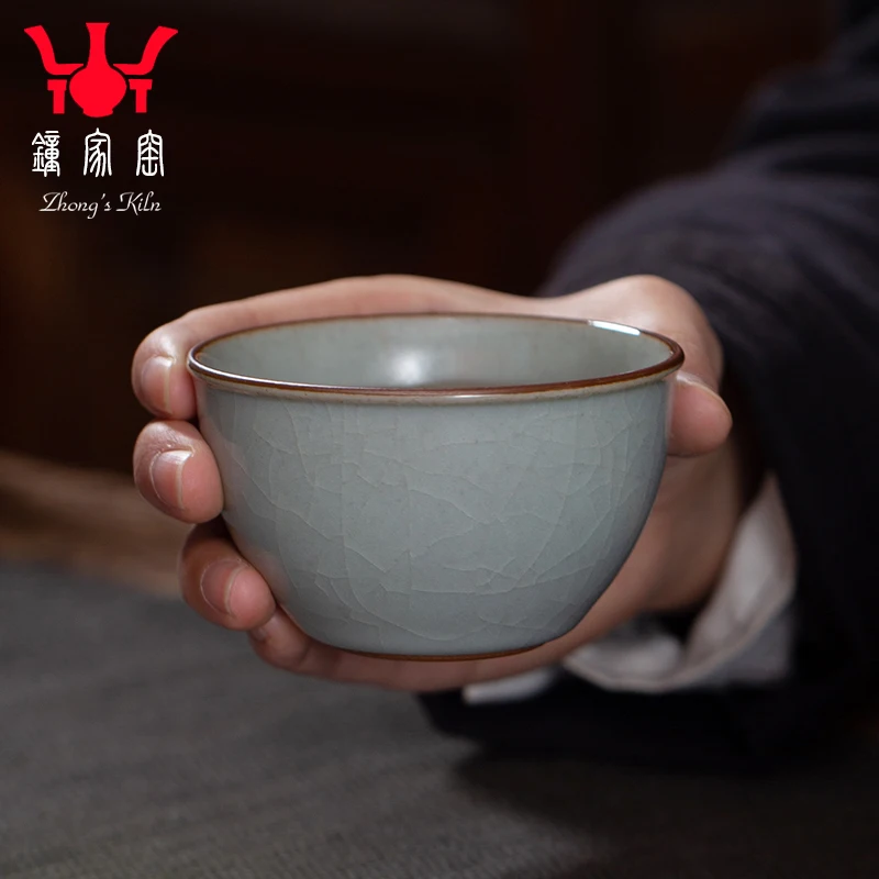 Zhongjia Kiln Ru Porcelain Press Hand Ceramic Sky Blue Oen Piece Master Single Cu Tea